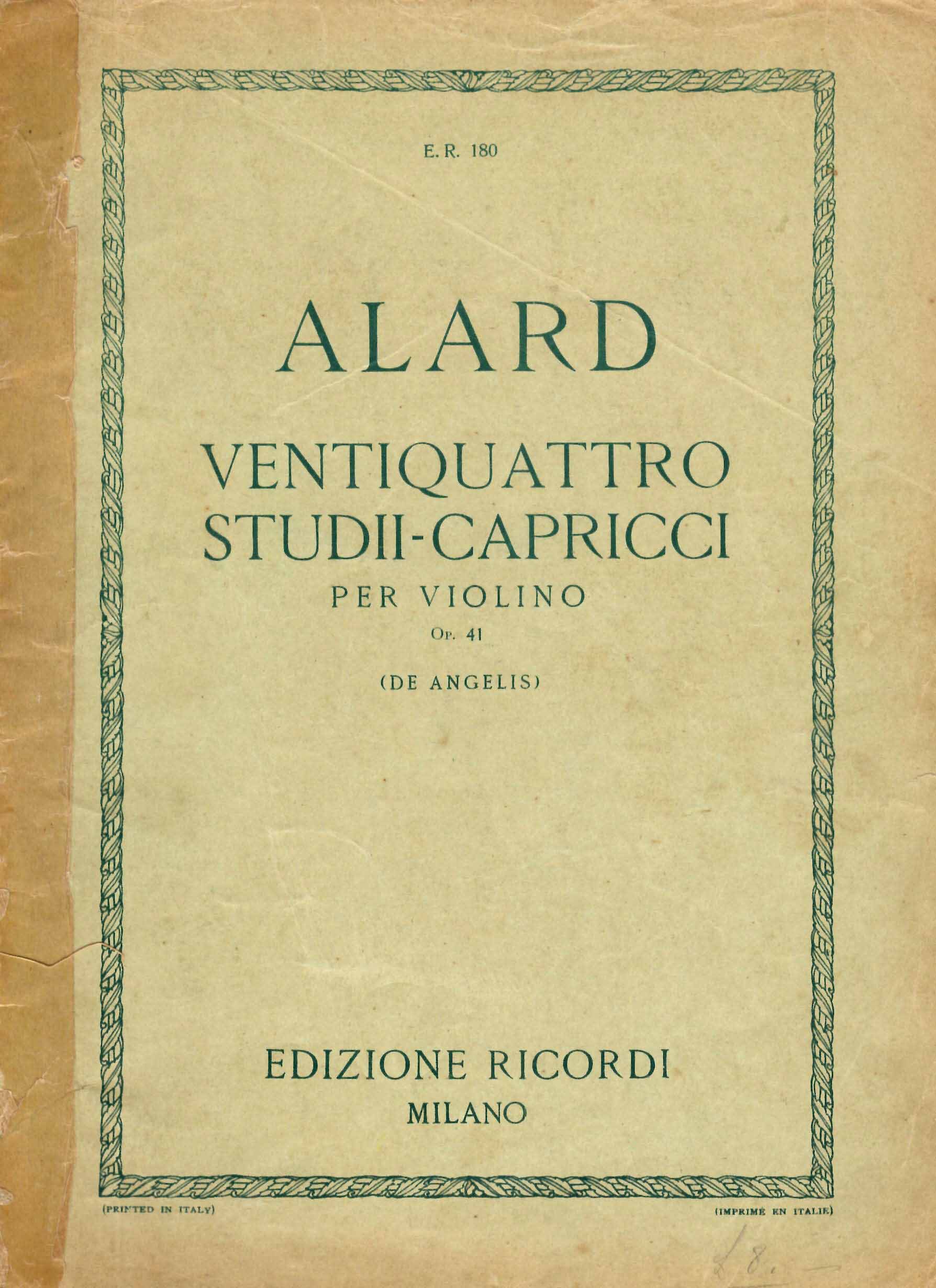 Ventiquatro studii-Capricci nei ventiquattro toni della scala del Violino, op. 41. Edizione riveduta da gerolamo De Angelis